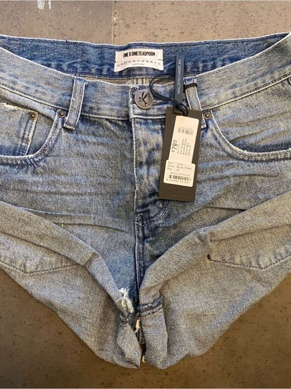 One Teaspoon Light Blue Denim Jean Shorts